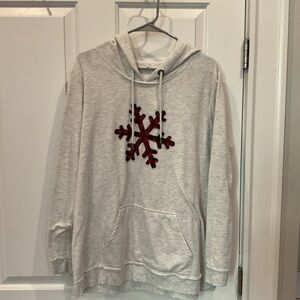 Gray Hoodie with Red Snowflake Design